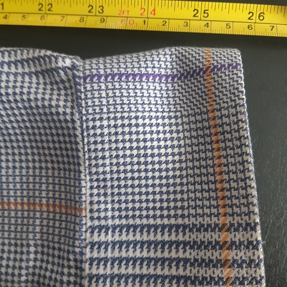 Etro SZ L Blue & White Plaid w/ Mauve & Orange -Men's Button Up Shirt - Picture 9 of 13
